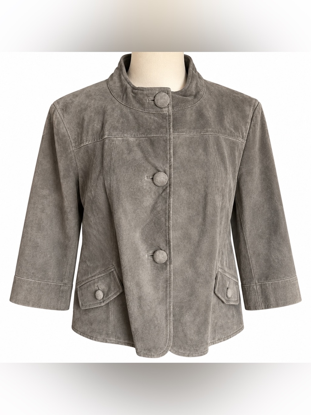 Sonoma Women’s XL Gray Genuine Suede Leather Jacket 3/4 Sleeve